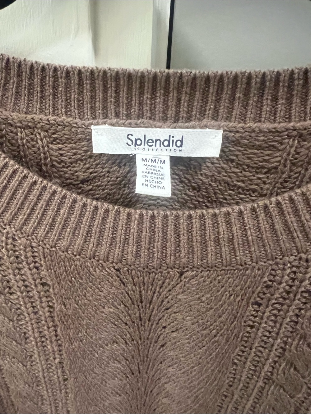Splendid Taupe Cable-Knit Short-Sleeve Sweater - Picture 3 of 5